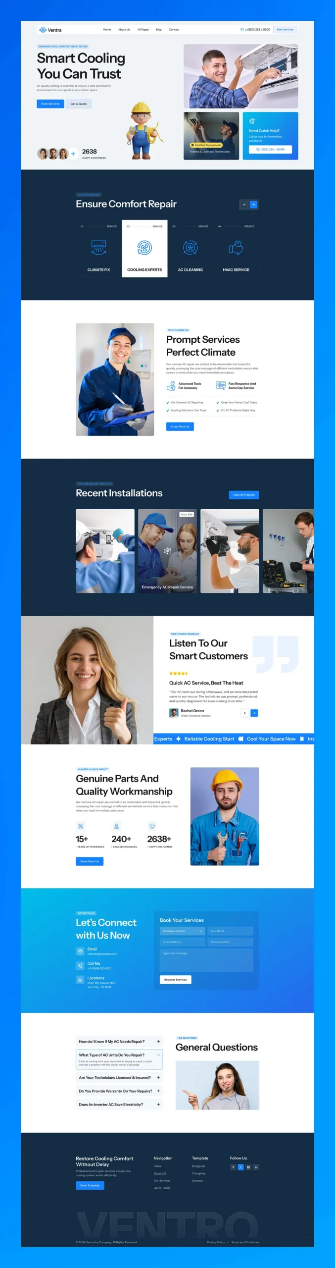 Full-page ac repair services website design from the LyfTech portfolio