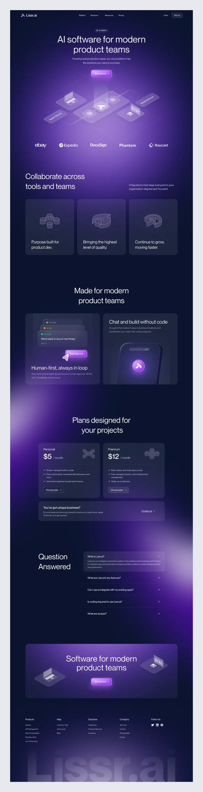 Full-page ai software website design from the LyfTech portfolio