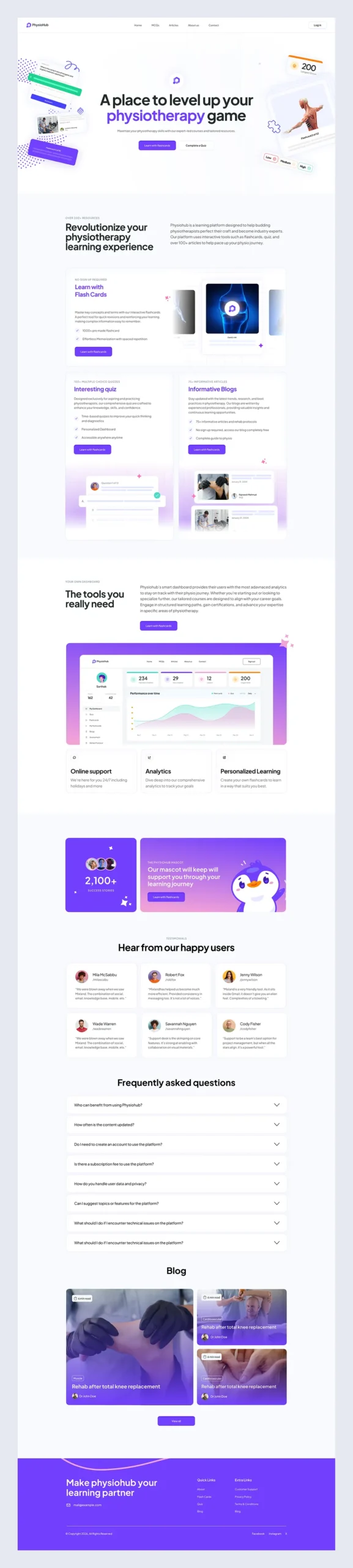 Full-page physiotherapy website design from the LyfTech portfolio