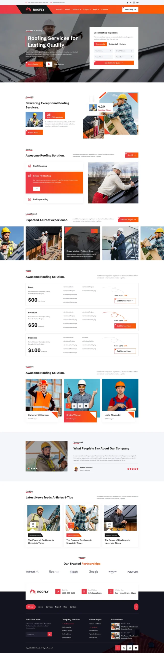Full-page roofly roofing website design from the LyfTech portfolio