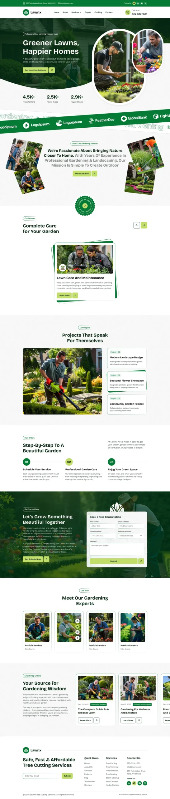 Full-page tree trimming website design from the LyfTech portfolio