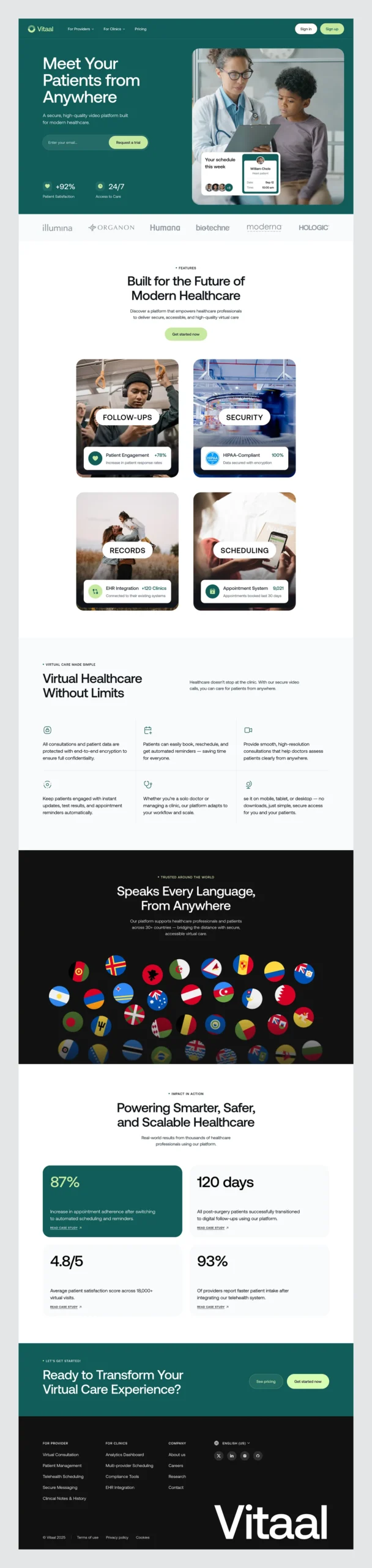 Full-page virtual healthcare website design from the LyfTech portfolio