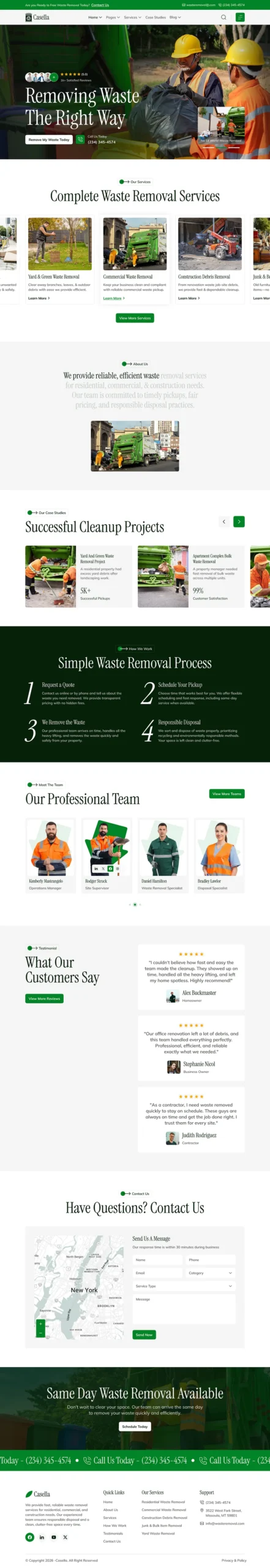 Full-page waste removal website design from the LyfTech portfolio
